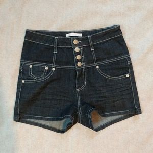 Seduction Denim button high-waisted shorts